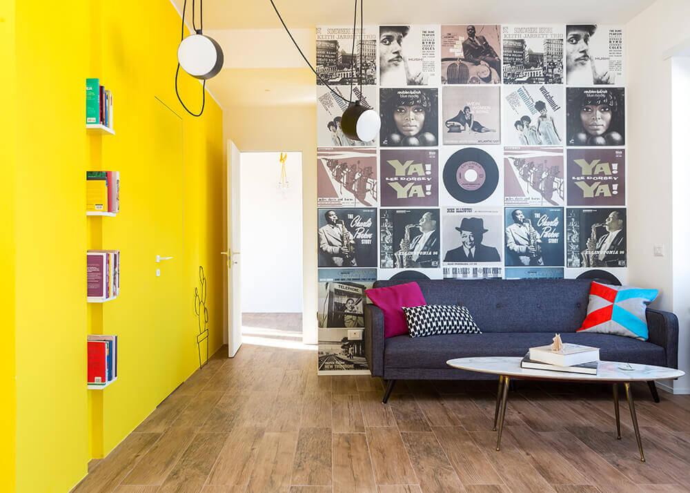 Roman Apartment with Startling Yellow Walls